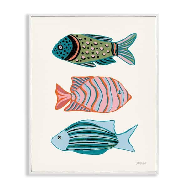 Bright Tropical Fish by Yvette St. Amant White Framed Coastal Giclee Art Print 30 in. x 24 in.