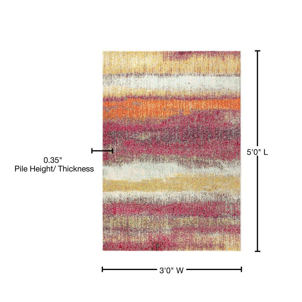 Luxe Soft Weave Abstract Cream & Pink Synthetic Area Rug
