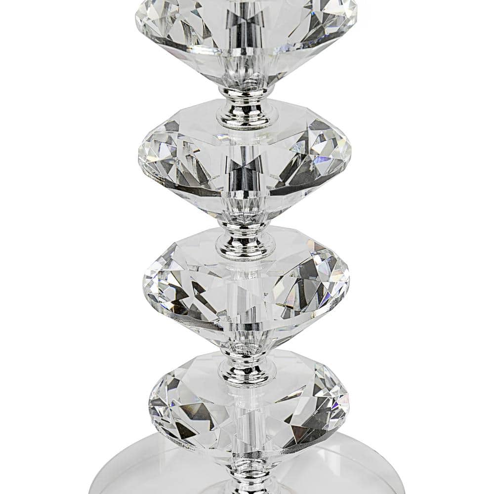 Set of 2 Clear Crystal Table Lamps with Off-White Shades