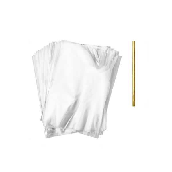 N/A 6 x 10 in. OPP Plastic Clear Cellophane Gift Bags with Twist Ties 100-Pack for Cookies Snacks Party Favors