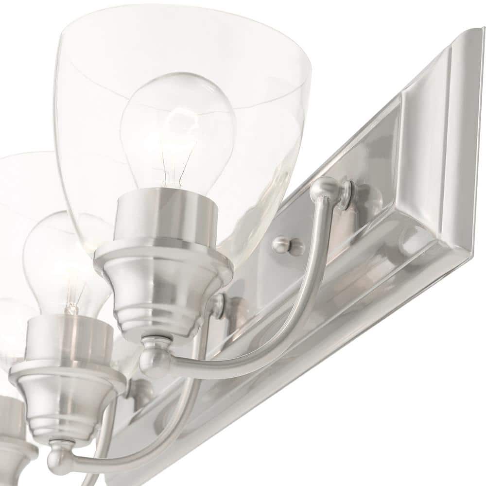 Elegant Brushed Nickel 3-Light Vanity Sconce with Hand Blown Glass Shades