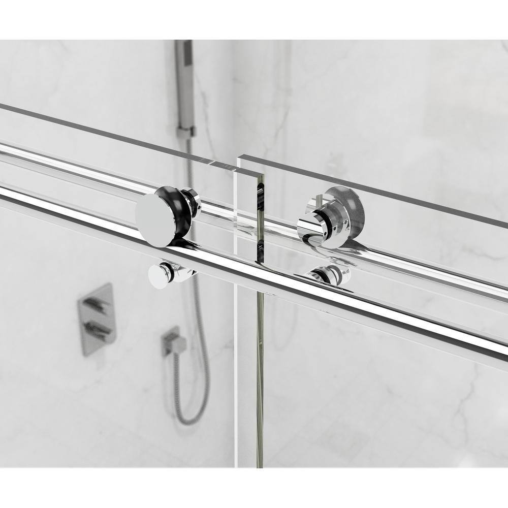 Eclipse 60" Frameless Brushed Nickel Sliding Tub Door with Clear Glass