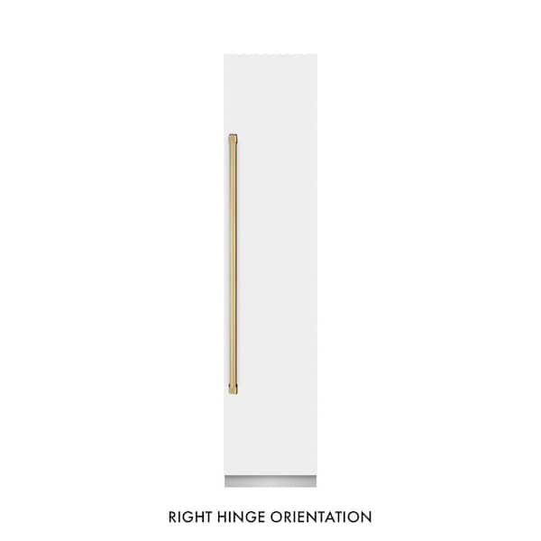 18 in. 8.6 cu. ft. White Matte Right Hinge Upright Column Freezer in Graphite Gray and Polished Gold Accents