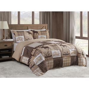 Canyon Trail Brown 3-Piece Soft Microfiber Comforter Set - Full/Queen