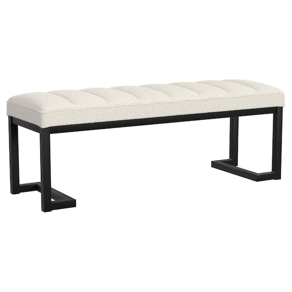 Coaster Mesa Vanilla 48.25 in. Bedroom Bench Backless with Boucle Upholstery and Tufted Design