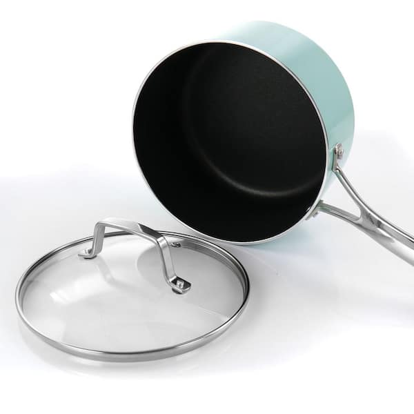 MARTHA STEWART 3.5 qt. Aluminum Saucepan with Lid in MARTHA STEWART 3.5 qt. Aluminum Saucepan with Lid in