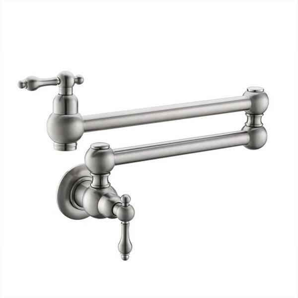 WELLFOR Wall Mount Pot Filler Faucet in Brushed Nickel WA8045BN The