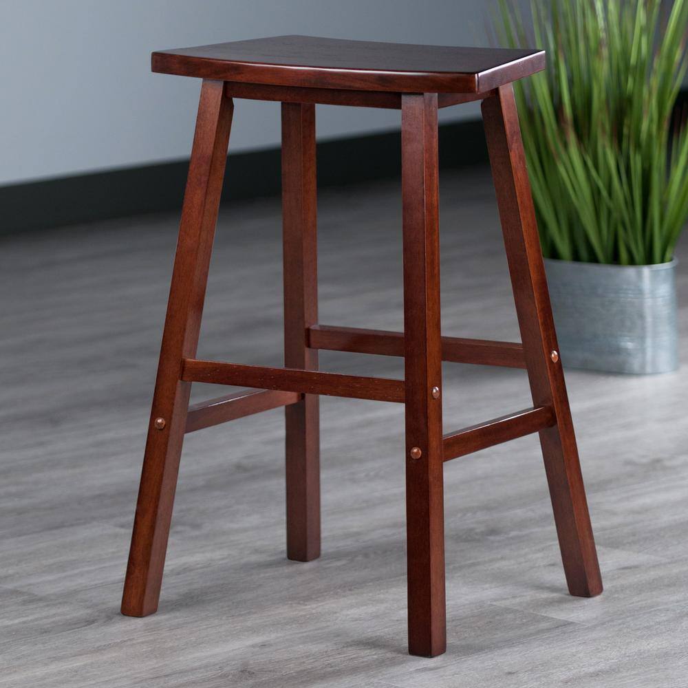 Walnut 29" Backless Saddle Style Bar Stool