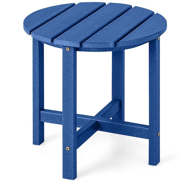 18 in. Adirondack Outdoor Side Table Weather Resistant HDPE Garden Navy