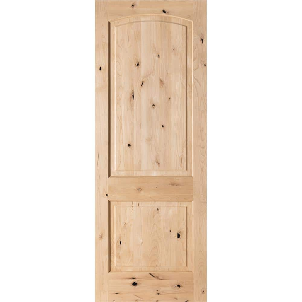 Krosswood Doors In X In Rustic Knotty Alder Panel Top Rail Arch Solid Core Wood