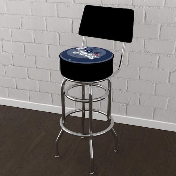 Winnipeg Jets Watermark 31 in. White Low Back Metal Bar Stool with