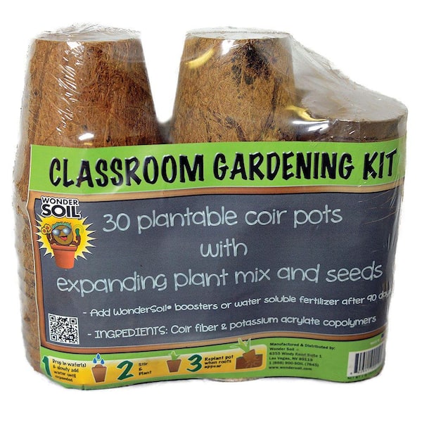 WONDER SOIL Classroom Gardening Kit Includes 30 Nutrient Rich Wafers, (30) 3 in. Pots and Seeds