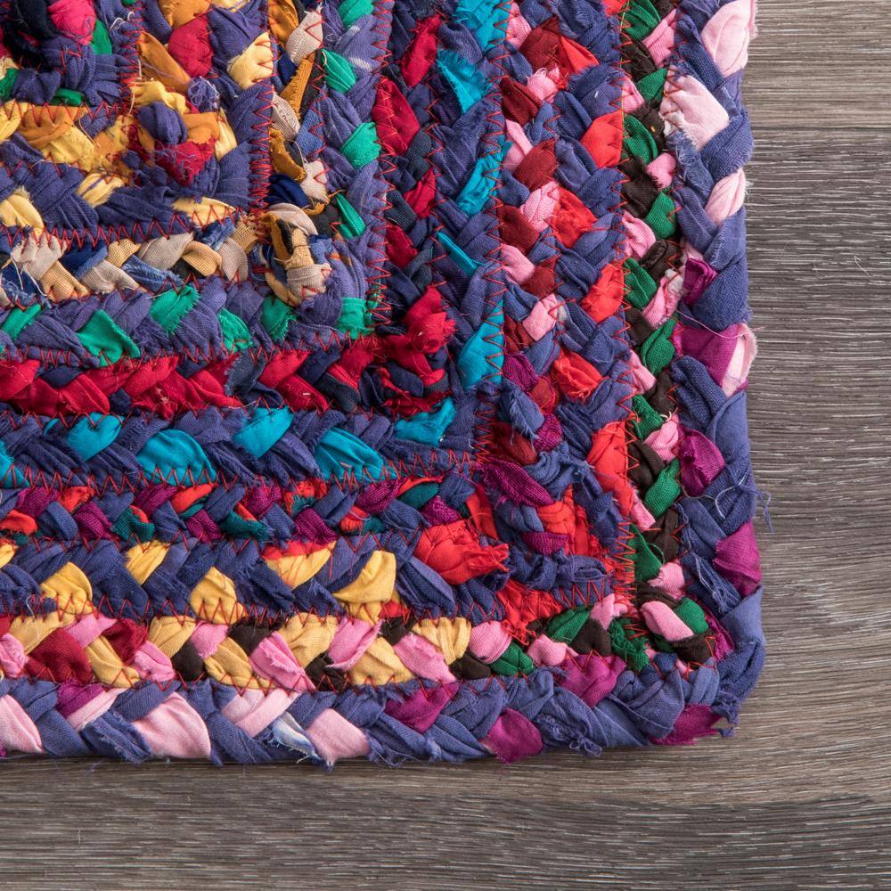 Handmade Multicolor Braided Cotton Oval Rug 4' x 6'