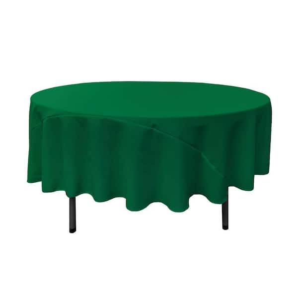 90 in. Round Emerald Green Polyester Poplin Tablecloth