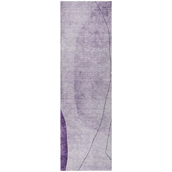 Dream Shag Premium Machine Washable Abstract ADS696 Purple 2 ft. x 7 ft. Runner Rug