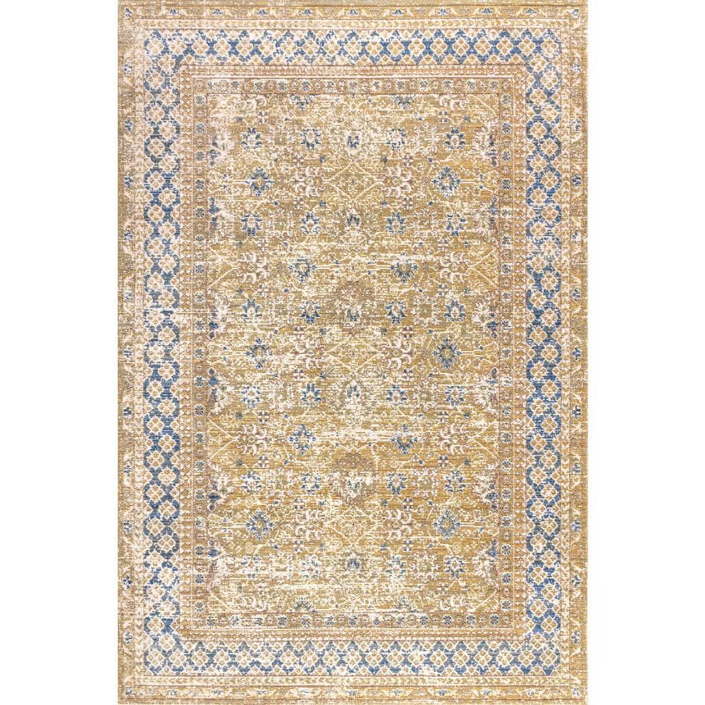 Stirling Blue and Gold 4' x 6' Synthetic Area Rug