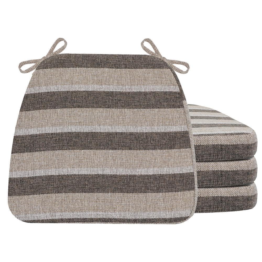 U-Shaped Chair Cushion Set (4 Pack) | Non-Slip Kitchen Dining Seat Pads With Ties, Brown Coffee, 17x15.7x13.8x2 In - View #13
