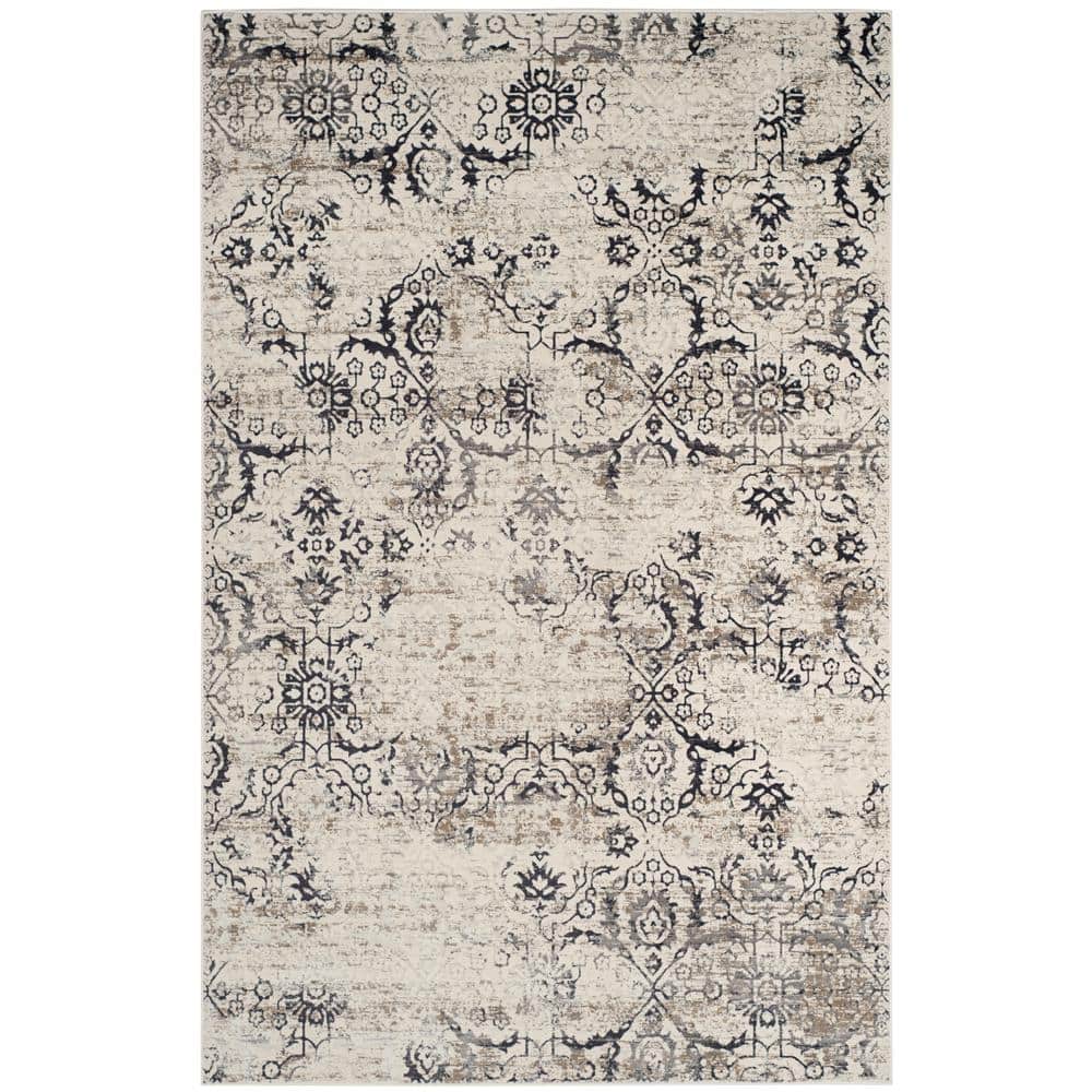 Urban Chic Vintage Blue 4'x6' Viscose and Cotton Blend Rug