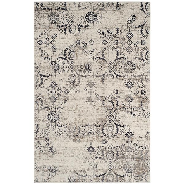 SAFAVIEH Artifact Charcoal/Cream 4 ft. x 6 ft. Floral Area Rug