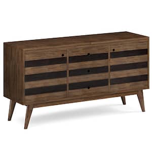Clarkson SOLID ACACIA WOOD 60 in. Wide Mid Century Sideboard Buffet in Rustic Natural Aged Brown