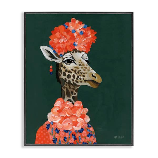 Stupell Industries Regal Giraffe Portrait by Yvette St. Amant Black Framed Animal Giclee Art Print 30 in. x 24 in.