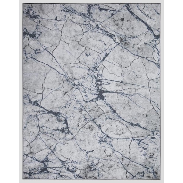 Concord Global Trading Eden Collection Marble Ivory 6 ft. x 9 ft. Machine Washable Abstract Indoor Area Rug
