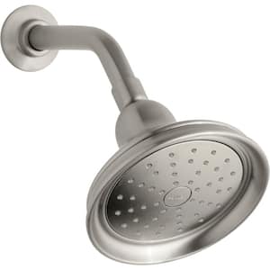 Bancroft 1-Spray Patterns with 1.75 GPM 5.9 in. Wall Mount Fixed Shower Head with Katalyst in Vibrant Brushed Nickel
