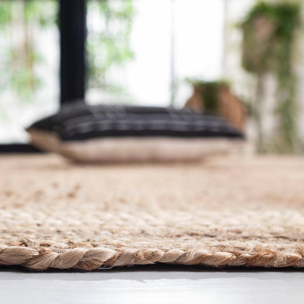 Ivory and Natural Jute Handmade 9' x 12' Area Rug