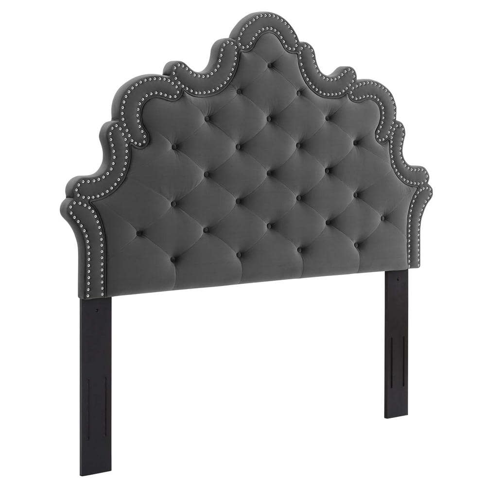 Modway 45 In W Arabella Button Tufted Performance Velvet Twin Headboard In Charcoal Mod 6562