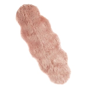 Blush Pink 2' W x 5' L Faux Sheepskin Fur Area Rug