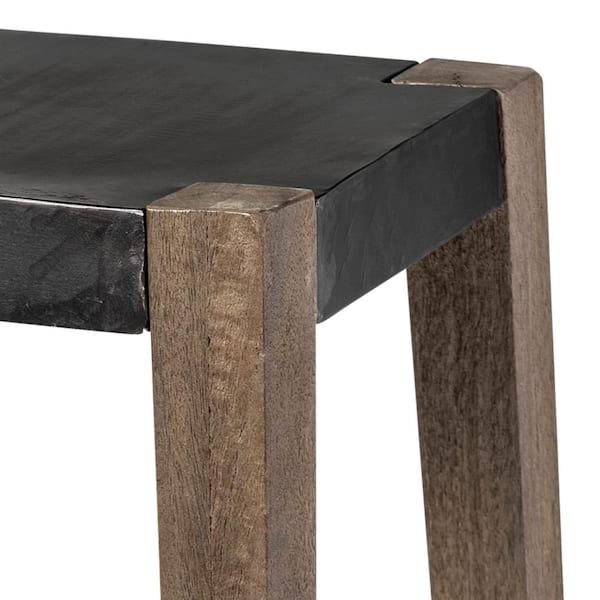 Nell II 26 in. Seat Height Black Wood Seat Brown Wood/Metal Base Stool