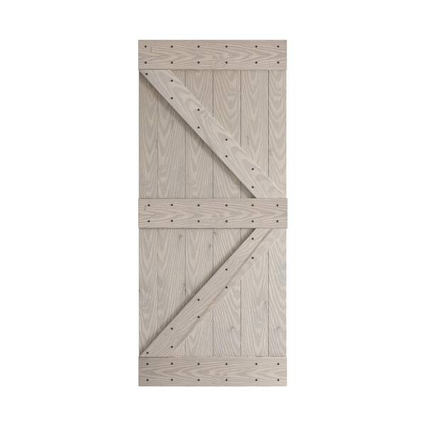 COAST SEQUOIA INC Coast Sequoia Embossing K Series 36 in. x 84 in. Light Gray Knotty Wood Sliding Door Slab