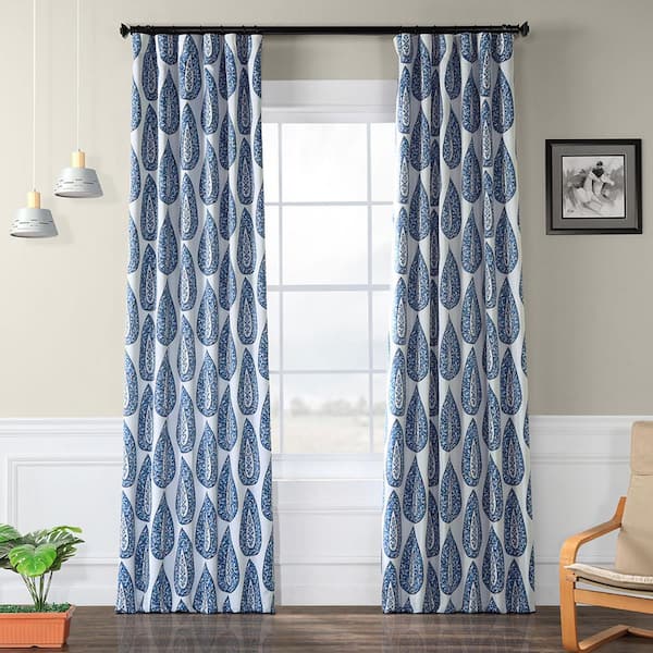 Exclusive Fabrics & Furnishings Medallion Blue Blackout Room Darkening Curtain - 50 in. W x 96 in. L (1 Panel)