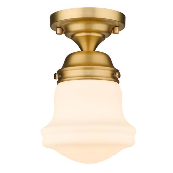 Vaughn 9 in. 1-Light Heritage Brass Flush Mount 735F1-HBR - The Home Depot