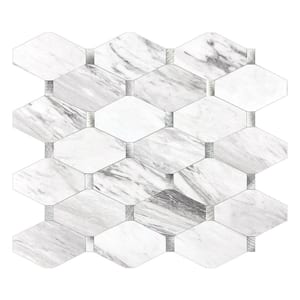 White Carrera Brushed Silver 11.22 in. x 11.90 in. Metal Peel and Stick Backsplash Tile (0.9 sq. ft./pack)