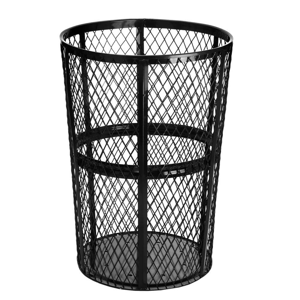 Trash Can Expanded Metal Basket Round 48 Gallon Powder Coated Steel -  Picnic Furniture
