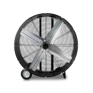 42 in. 3 Fan Speed High Velocity Floor Drum Fan in Black with 360-Degree Adjustable Tilting Powerful Airflow in Black