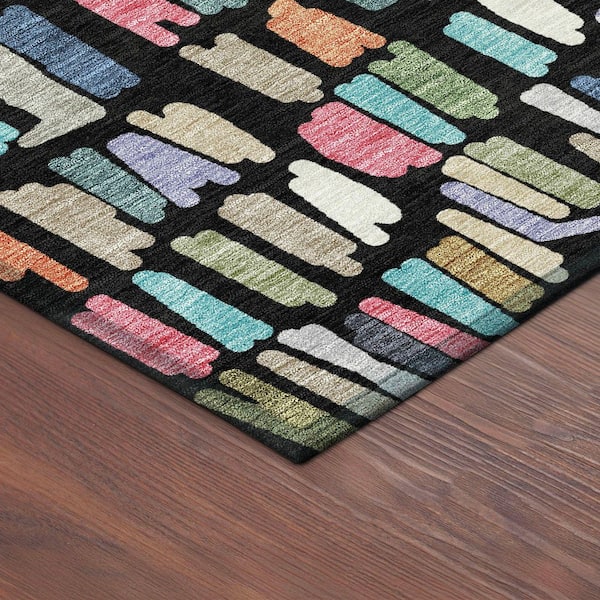 Chantille Machine Washable Indoor/Outdoor Abstract ACN2377 Black 5 ft. x 7 ft. 6 in. Area Rug