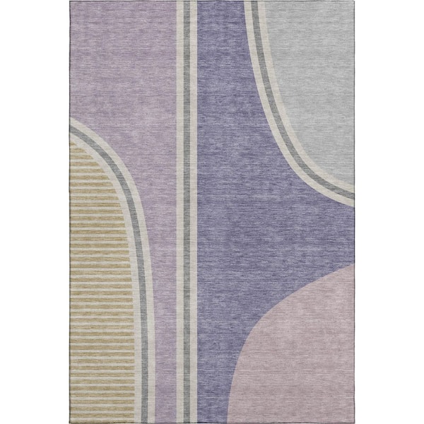 Mayfield Premium Machine Washable Abstract AMF2505 Purple 8 ft. x 10 ft. Area Rug