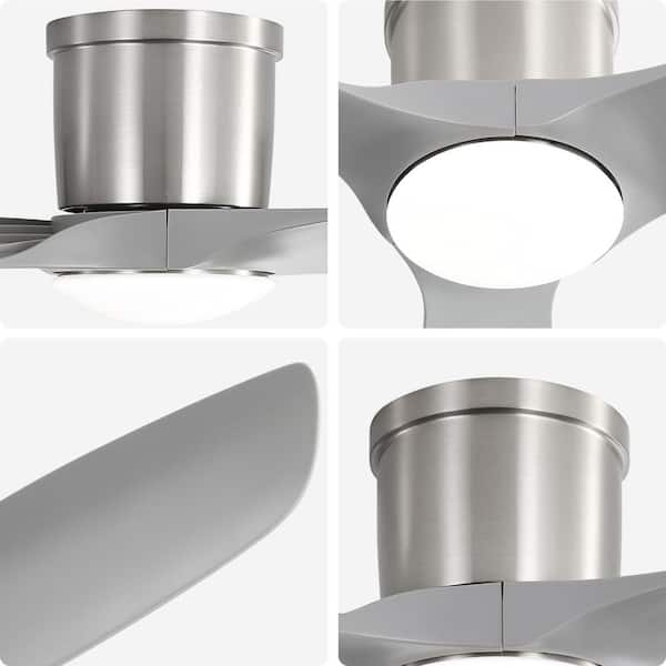 52 in. Indoor/Outdoor Modern Nickel Ceiling Fan with Dimmable LED Light and 6 Speed Remote Control