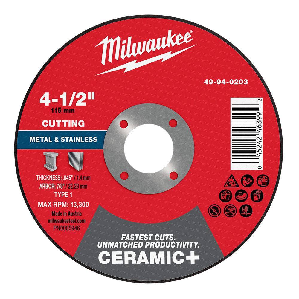 4-1/2 in. x .045 in. x 7/8 in. Ceramic Plus Metal Cut Off Wheel -Type 1 price history on PriceWatchPro