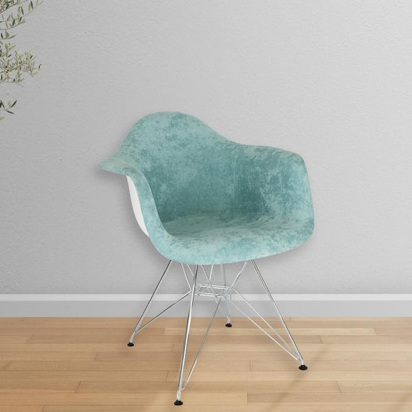 Leisuremod Willow Teal Velvet Arm Chair Set of 2