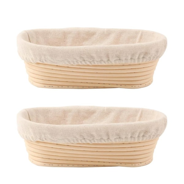 PRIMEPLUS Bread Proofing Baskets Set of 2 10 in. Oval Shaped Dough Proofing Bowls with Liners Perfect for Sourdough Bread Baking