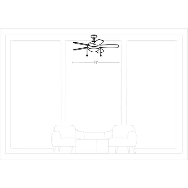 Generation Lighting - Discus Classic 44 in. Modern Integrated LED Indoor White Ceiling Fan with White Blades and 3000K Light Kit, Pull Chain