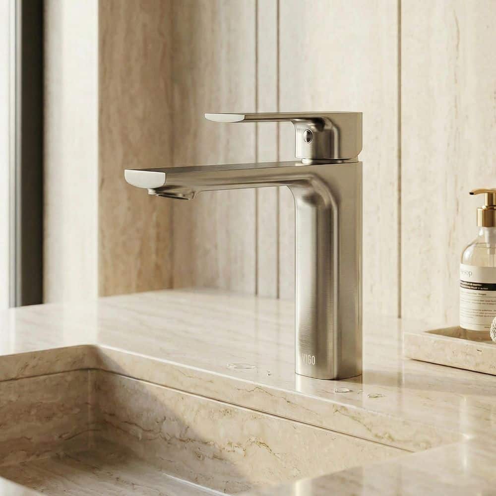 VIGO Davidson Single Handle Single-Hole Bathroom Faucet in Brushed