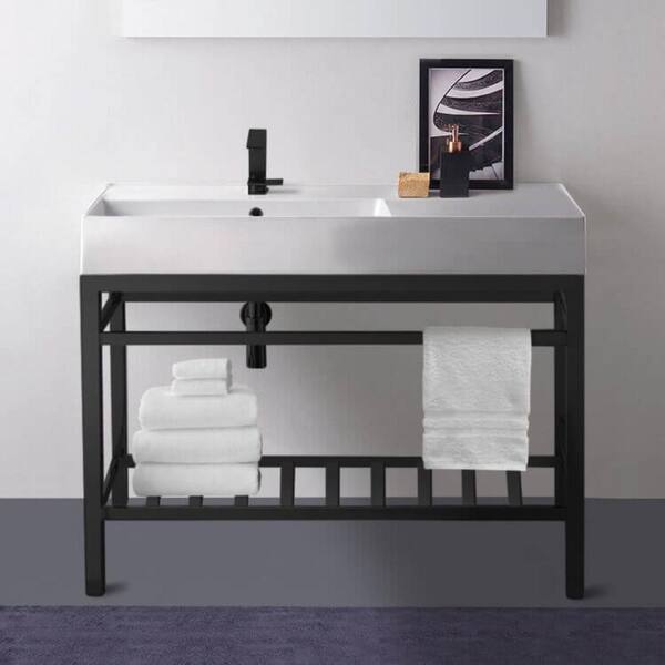 Meet　ホワイト　ホワイト2 Nameeks Teorema 2-Ceramic White Console Sink and Leg Combo