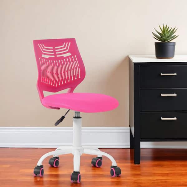 Upholstery Ergonomic Chair in Pink Armless
