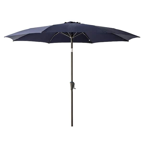 C-Hopetree 10 ft. Aluminum Market Tilt Patio Umbrella with Fiberglass Rib Tips in Navy Blue Solution Dyed Polyester