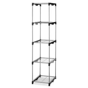 5-Tier Steel and Plastic Freestanding Household Shelving Unit Black and Gray 68 in. H x 15.5 in. W x 19.5 in. D