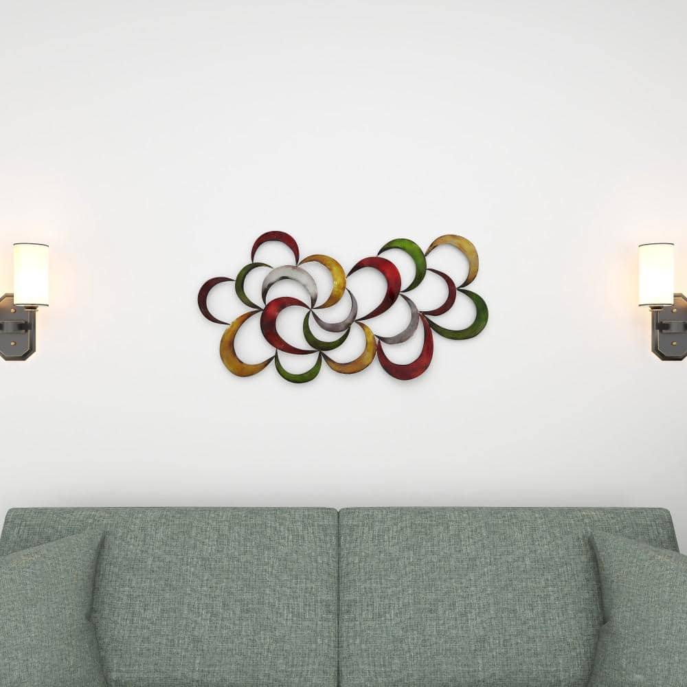 Multicolored Abstract Pinwheel Metal Wall Sculpture